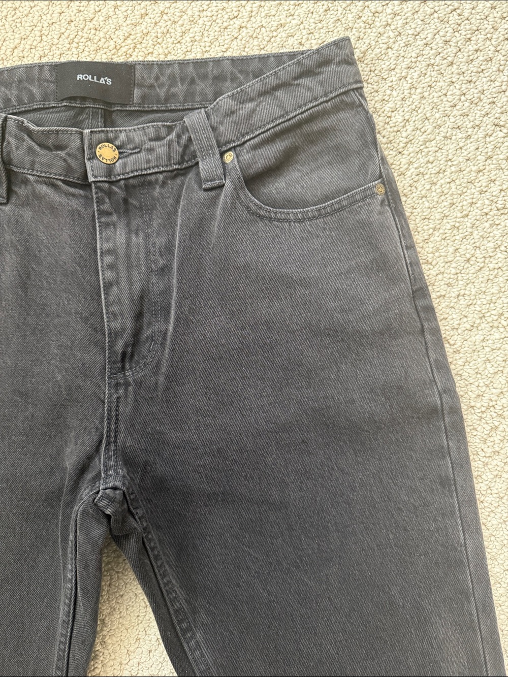 ROLLA'S Relaxo Chop - Black Relaxed Men's Jeans with Raw Hem - Picture 3 of 6